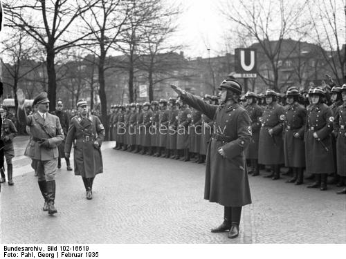 Adolf Hitler arrives at the 1935 Berlin motor show